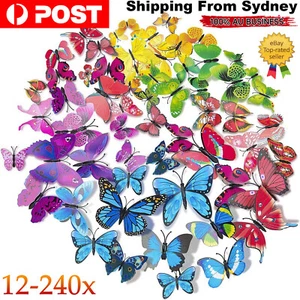 12-240Pcs 3D Butterfly Wall Removable Stickers/Magnet Decals Kids Art Nursery AU - Picture 1 of 29