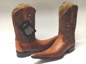 BOTA VAQUERA EXOTIC 5003  PIEL AVESTRUZ/TEXAS COGNAC ORIGINAL MONTERO SIZE 6 - Picture 1 of 7