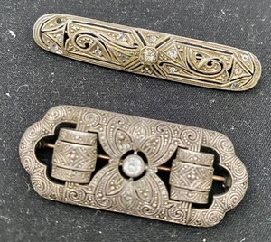 PAR DE BROCHES ART DECO DE COLECCIÓN, PLATA 935 con JOYA y otros PLATEADOS c1935 g - Imagen 1 de 10