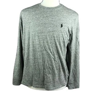 Polo Ralph Lauren Custom Fit Long Sleeve T-Shirt Size Large Gray With Navy Pony - Picture 1 of 5