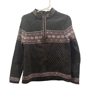 Rugged Bear Floral Long Sleeve Stand Collar Pullover Sweater Black Girl's 4/5 - Picture 1 of 5