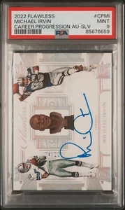 Autógrafo Flawless Michael Irvin Career Progressions 2022 plateado/10 PSA 9 Pop 1 - Imagen 1 de 4