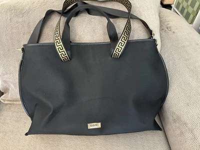 Versace Fragrances Black Gold Canvas Travel Bag Handbag Shoulder Tote - Image 1 of 4