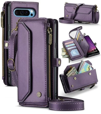 For Google Pixel 10 Pro XL/9A/8 Pro/7A RFID Crossbody Zipper Wallet Case Cover - Image 1 of 4