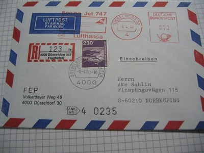 Luftpost R-Brief nach Norrköping Boeing 747 1980 - Bild 1 von 2