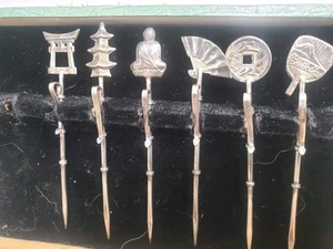 Vintage Sterling Silver Japanese Cocktail Skewers - Picture 1 of 3