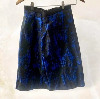 Veronica Maine Skirt MIDI Length . Size 8. Black And Blue Lined - image 1 of 4