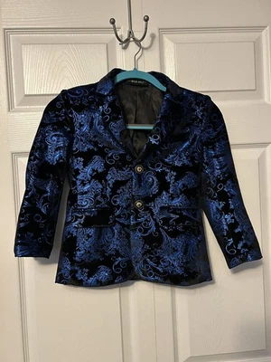 Chaqueta formal de terciopelo negro con adornos azules talla 6 Mage para niño talla 6 Foto 1 de 4