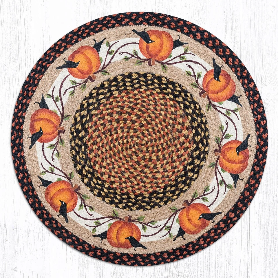 Parche redondo Earth Rugs RP-222 Pumpkin Crow 27" x 27" Foto 1 de 1