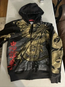VINTAGE RARE Top Heavy Y2K Dragon Full Zip Hoodie SMALL Full Chest Print VGUC - Bild 1 von 16