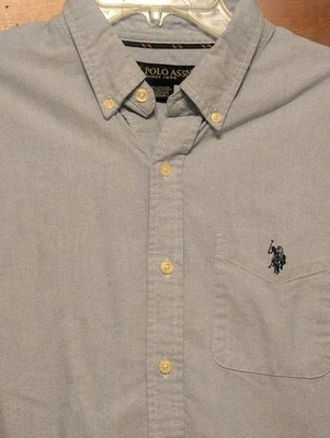 U.S. Polo Assn Mens Medium Blue Oxford Cotton/Poly Long Sleeve Button Down Shirt - Image 1 of 4