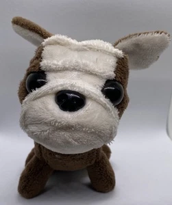 Barking Bulldog 6" Realistic Brown White Stuffed Plush Puppy Dog Bark Sound - Picture 1 of 5