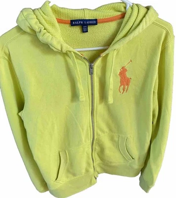 Ralph Lauren Sudadera con Capucha Amarillo Neón Naranja Big Pony Logo Talla M Foto 1 de 4