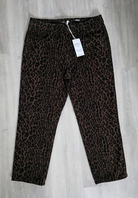 NEXT size 14 petite LEOPARD PRINT JEANS brown STRAIGHT LEG mom ANIMAL black  - Image 1 of 4