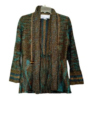 Curio New York Women’s Green Brown Cardigan Knit Sweater Sz M Acrylic Grunge Y2K - Image 1 of 4