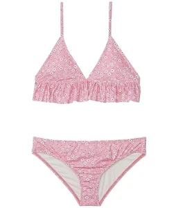 Billabong L33222 Girls Coral Pink Feelin Ditsy Ruffle Tri Swim Set Size 14 - Picture 1 of 3