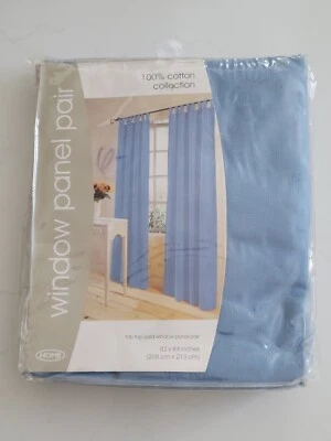 2004 Target Home Blue Cotton Tab Top Solid Window Panel Pair 82” x 84” - New NIP - Image 1 of 4