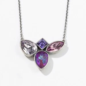 Touchstone Crystal by Swarovski Mulled Necklace Burgundy Mauve Amethist Crystals - Picture 1 of 10