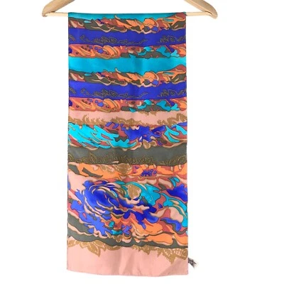 Vintage Silk Scarf Bill Blass Abstract Multicolor 11x50 - Image 1 of 4