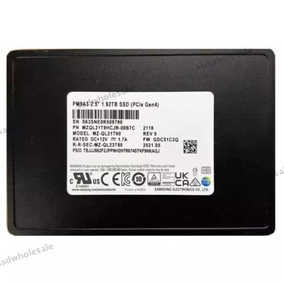 Samsung PM9A3 1.92 TB / 3.84 TB / 7.68 TB 2.5" U.2 PCIe 4.0x4 LOT SSD - Image 1 of 4
