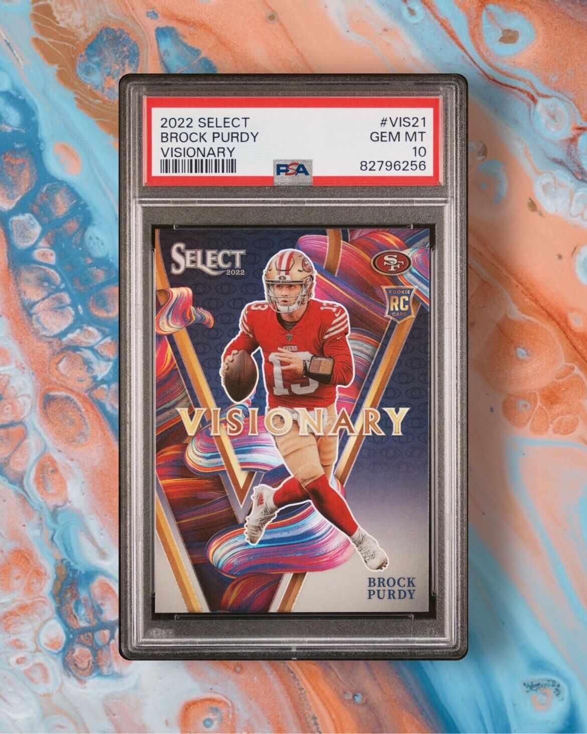 2022 Select Brock Purdy Visionary Rookie Silver Prizm Case Hit SSP PSA 10