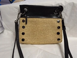 Hammitt Tony Small Raffia Gunmetal Studded Black Leather Crossbody Bag New - Bild 1 von 9