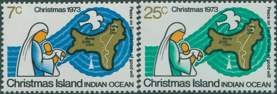 Isla de Navidad 1973 SG57-58 Juego de Navidad MNH Foto 1 de 1