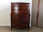 English Antique Mahogany Bow Front Chest of Drawers Hepplewhite VTG Dixie 1946