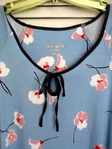 KATE SPADE PJ SET CAP SLEEVE TOP CAPRI PANTS MODAL BLUE MULTICOLOR FLORAL S NEW - Picture 1 of 12