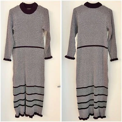 Lane Bryant 3/4-Sleeve Sweater Midi Dress in Purple Stripe Size 14/16 NWT - Изображение 1 из 4