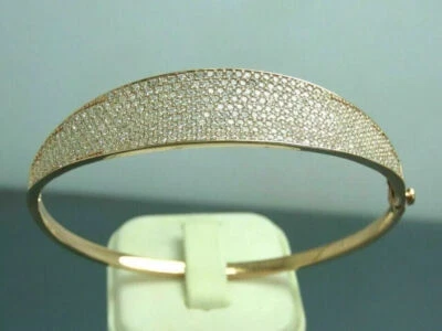 3Ct Round Cut Lab-Created Diamond Women's Bangle Bracelet 14k Yellow Gold Finish - Image 1 of 4