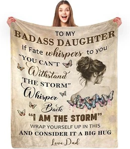 to My Badass Daughter Blanket from Dad - to My Daughter from Dad Gifts for Da - Picture 1 of 2
