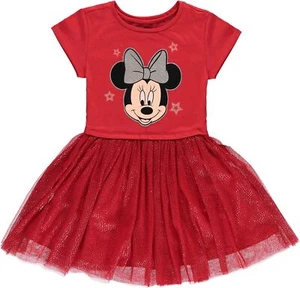 Disney Girls Red Minnie Mouse Dress- Minnie Mouse Tulle Tutu Dress- Sizes 4-16 - Picture 1 of 9
