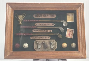 Golf Shadow Box primi giorni di golf diorama in una struttura di legno vintage fatto a mano - Foto 1 di 12