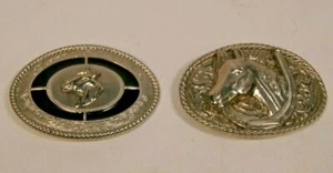 Lot of 2 Silver Tone Horse Head Western Rodeo Belt Buckles - Picture 1 of 2