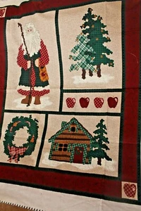 Vintage Northwoods Noel Santa Quilt Fabric Panel VIP Cranston - Picture 1 of 5