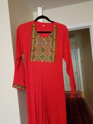 Afghani Quandary. midi Dress Red Embellished Size M. - Image 1 of 4