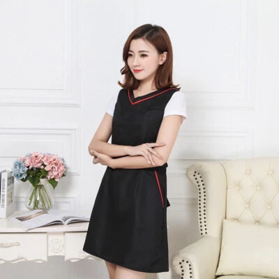 Women Nurse Dress Beautician Uniform Work Clothes Service Staff Pinafore Apron - Image 1 of 2