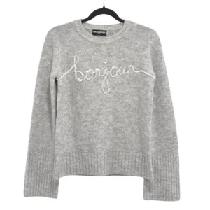 Karl Lagerfeld Paris Bonjour Pullover Script Lurex Glitzer Strick Grau S Glam - Bild 1 von 14