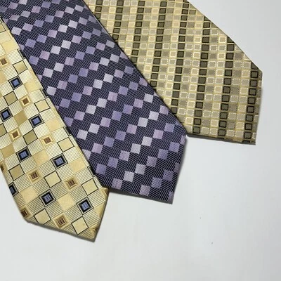 Corbatas Roberto Villini Couture 100% seda geométricas doradas lote de 3 para hombre’s Foto 1 de 4