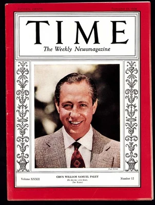 Time Magazine September 19 1938 William Samuel Paley CBS Chief Executive VG - Image 1 of 4