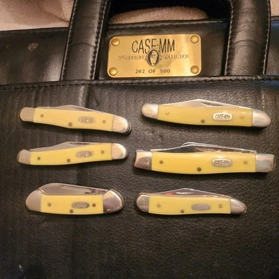 5 Millennium Yellow Case Knives One 2000 Case Yellow Peanut Knife - Image 1 of 4