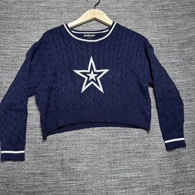 Suéter Dallas Cowboy Feminino M Malha Azul Bordado Cropped Cheer Y2K - Imagem 1 de 4