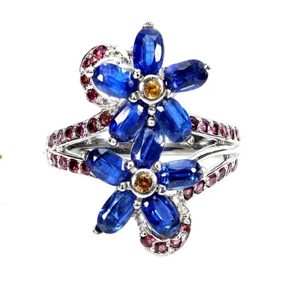 Кольцо из стерлингового серебра 925 пробы с овальным кианитом родолитом сапфиром ювелирное изделие размер 8 - Изображение 1 из 4