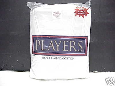 2 Tall Men's White Cotton Players V-Neck Tee Shirts 4XLT 58-60in - Image 1 of 2