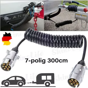 3m SPIRALKABEL 7-POLIG ANHANGER VERLANGERUNGSKABEL MIT MANNLICH METALL STECKER - Bild 1 von 10