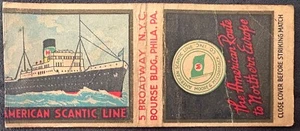 AMERICAN SCANTIC SHIP LINE TO SCANDANAVIA RUSSIA~MOORE McCORMACK~CUBIERTA MATCHBOOK - Imagen 1 de 3