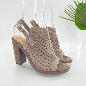 Rag & Bone Wyatt Sandals Size 37 6 Tan Brown Perforated Suede Leather Open Toe - Picture 1 of 16