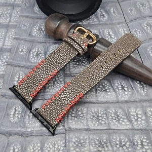 Poliertes Stachelrochenleder Uhrenarmband für Apple Watch Größe 38/40/41mm - Bild 1 von 9