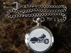 HARLEY DAVIDSON MOTOR CYCLE CHROME POCKET WATCH WITH CHAIN (NEW) (2)